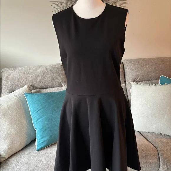 Diane Von Furstenberg Jennie Black Fit and Flare Skater Dress 10